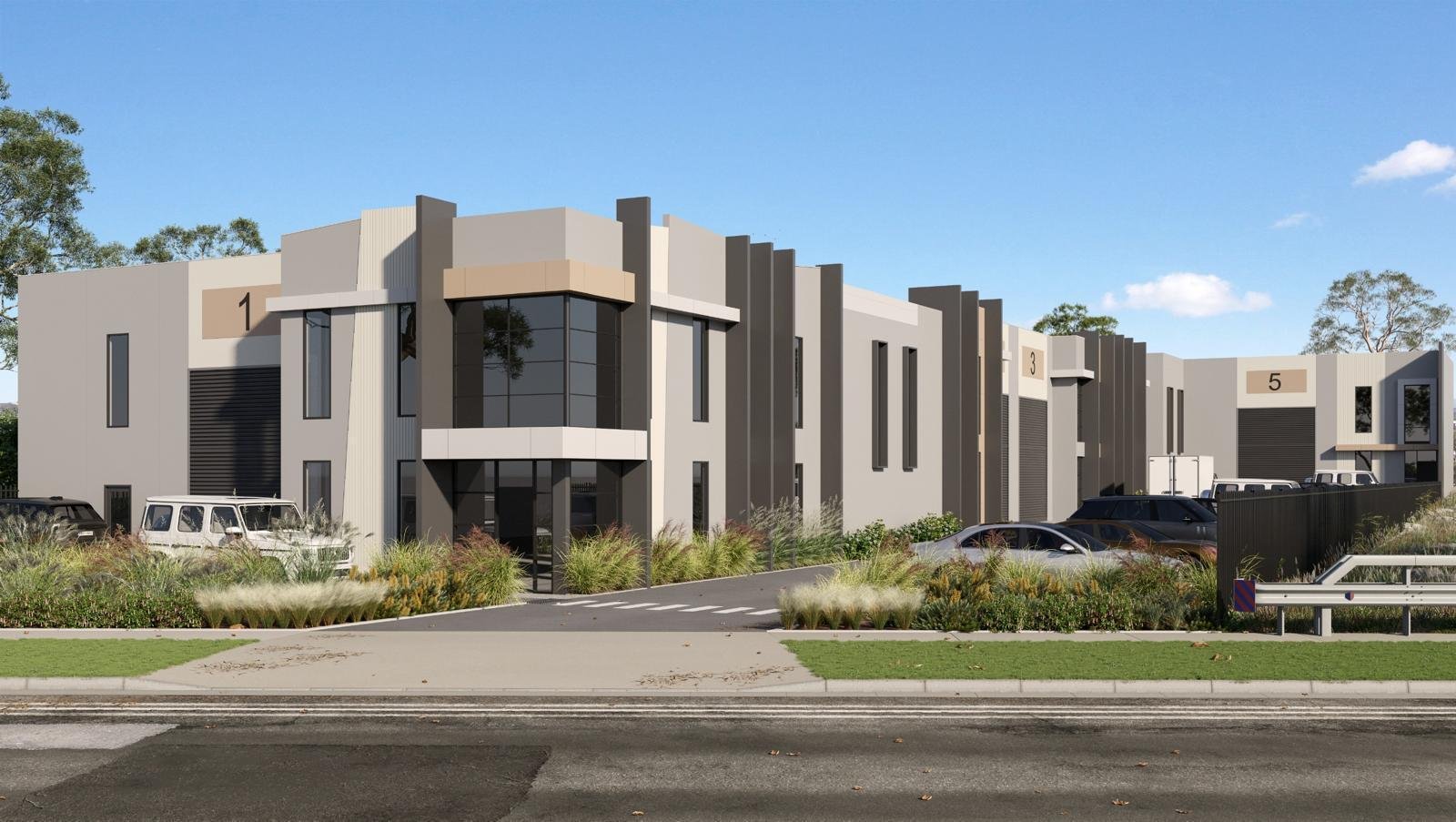 Modern commercial building facade built by RAM JI Constructions